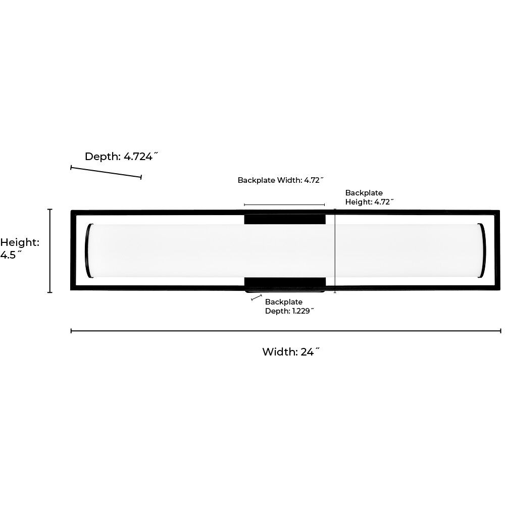 Teylor LED 24 inch Matte Black Bathroom Vanity Light Bar Wall Light